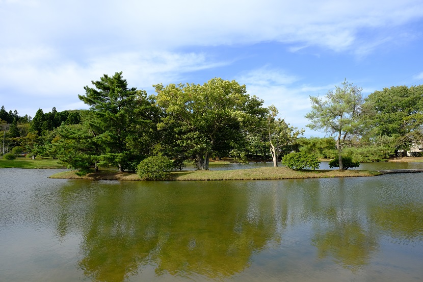 奥州平泉毛越寺脇観自在王院跡の風景写真
