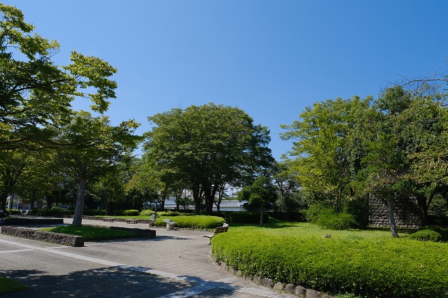 山形市美術館の中庭の風景写真