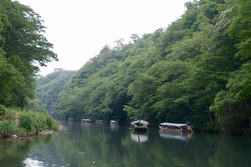 日本三大渓流の猊鼻渓の春５月の写真