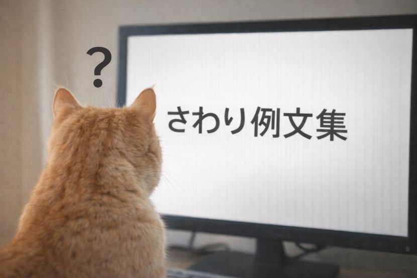 さわり例文集を前にして