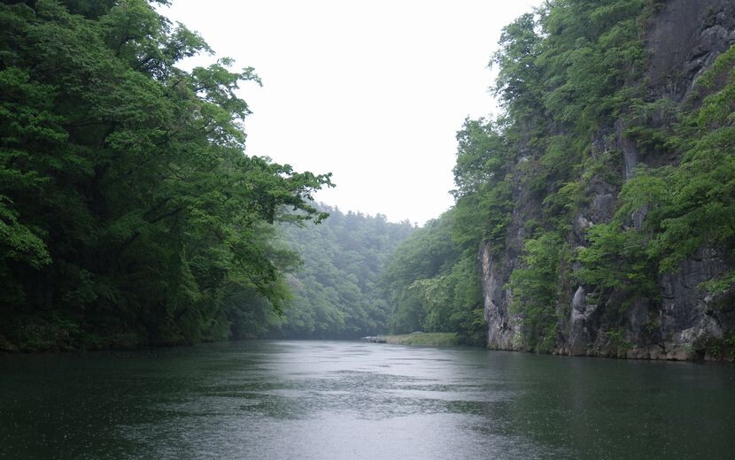 日本三大渓流の猊鼻渓の春５月の写真