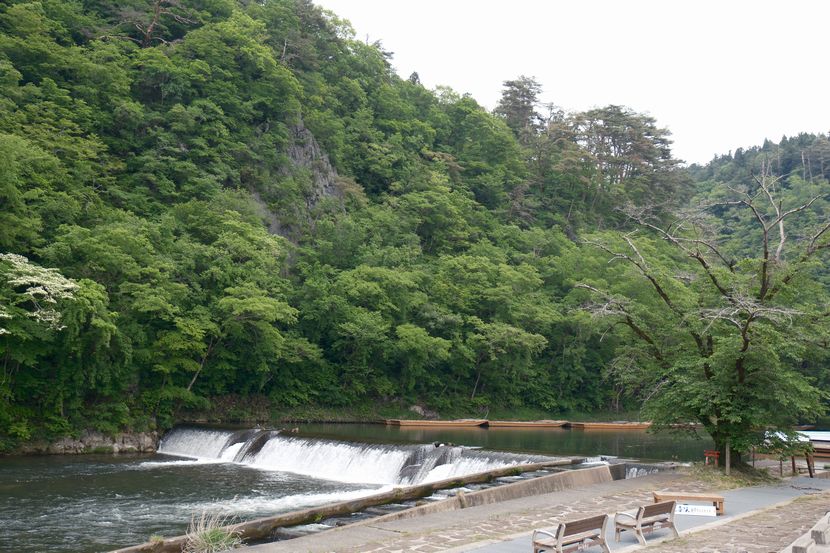 日本三大渓流の猊鼻渓の春５月の写真