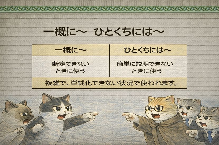 「一概に～」と「ひとくちには～」の違いを整理する