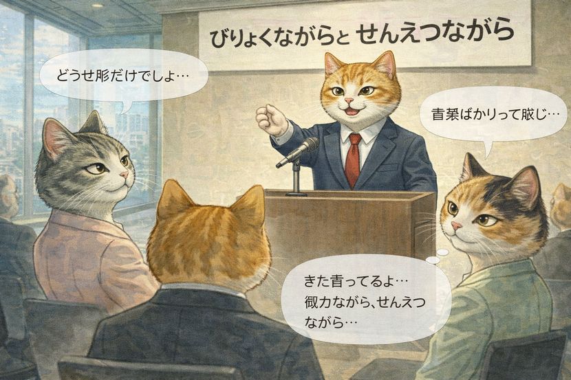 「びりょくながら」で始まる、いつものスピーチ