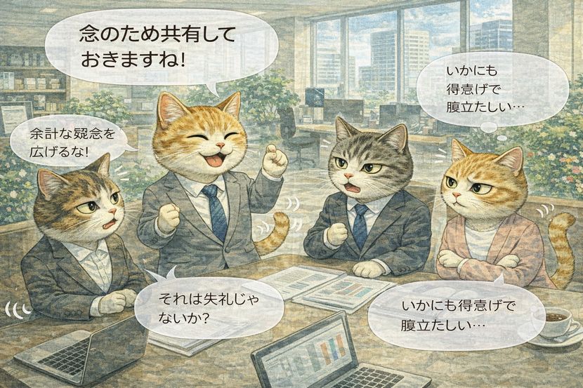 ビジネス現場で疑われる「念のため共有」