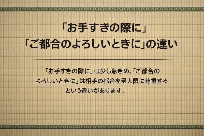 「お手すきの際に」と「ご都合のよろしいときに」の基本的な違い