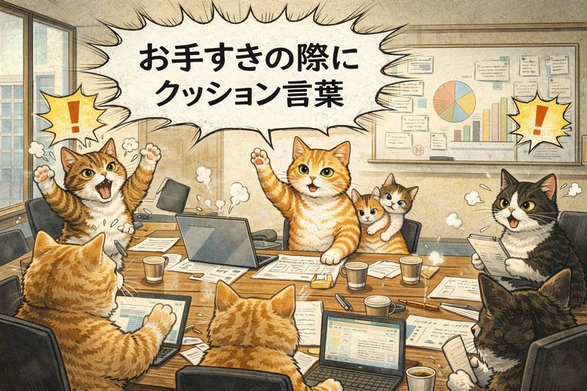 クッション言葉で進むネコ会社の会議
