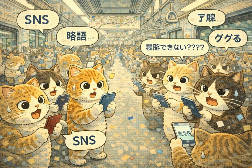 電車内でも続くSNS略語文化