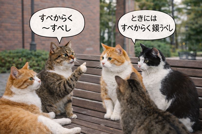 ベンチ会議で揺れる「すべからく」──五匹の中猫、それぞれの解釈