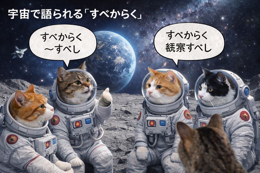 無重力でも揺れる「すべからく」──宇宙猫たちの思考実験