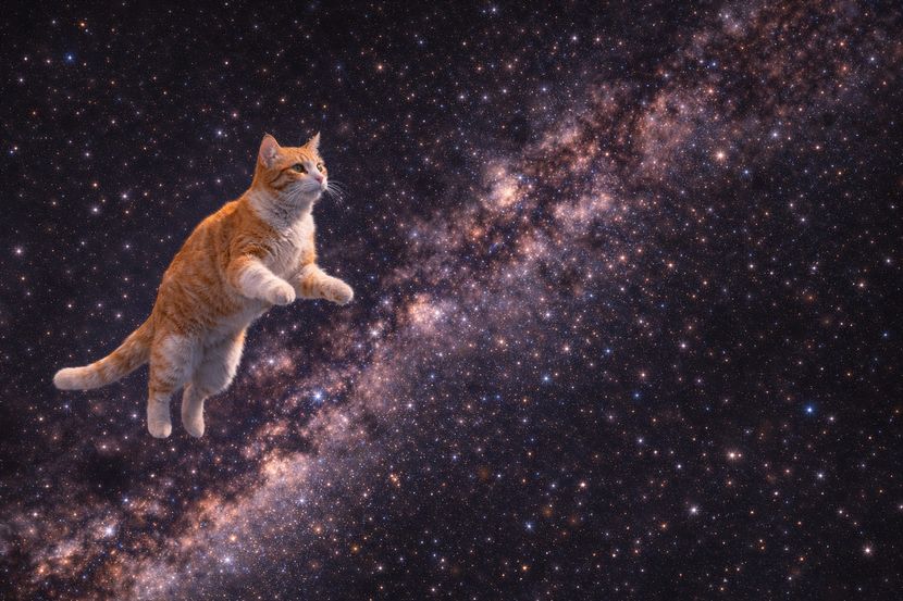 無重力の室内で立ち止まる「すべからく」──宇宙ステーションの猫