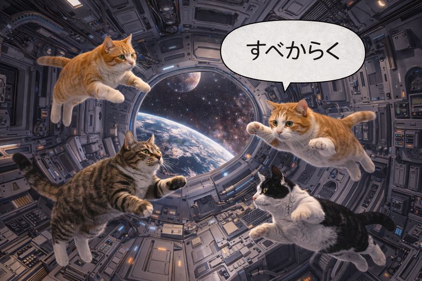 無重力の船内で交差する「すべからく」──宇宙船の猫たち