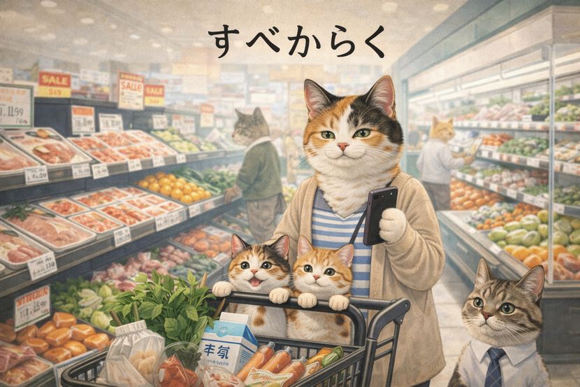 スーパーで立ち止まる「すべからく」──猫ママの表情