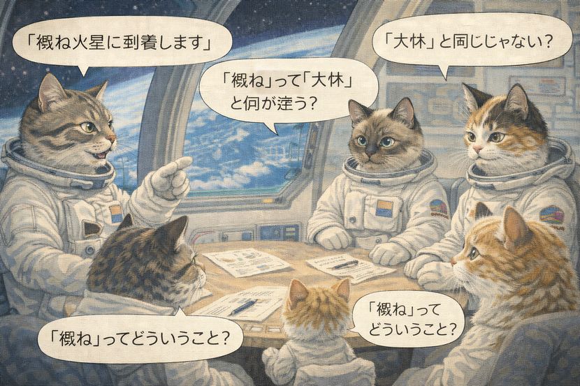 宇宙会議で迷う「概ね」と「大体」