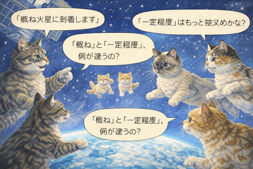 宇宙で迷う「概ね」と「一定程度」