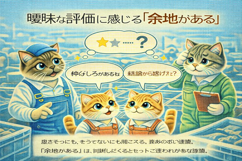 曖昧な評価に感じる「余地がある」