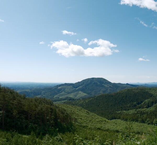 春の山脈の風景