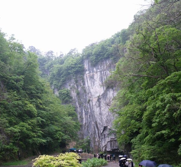 日本三大渓流の猊鼻渓の春５月の写真
