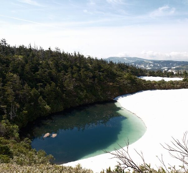 八幡平の雪解けの池